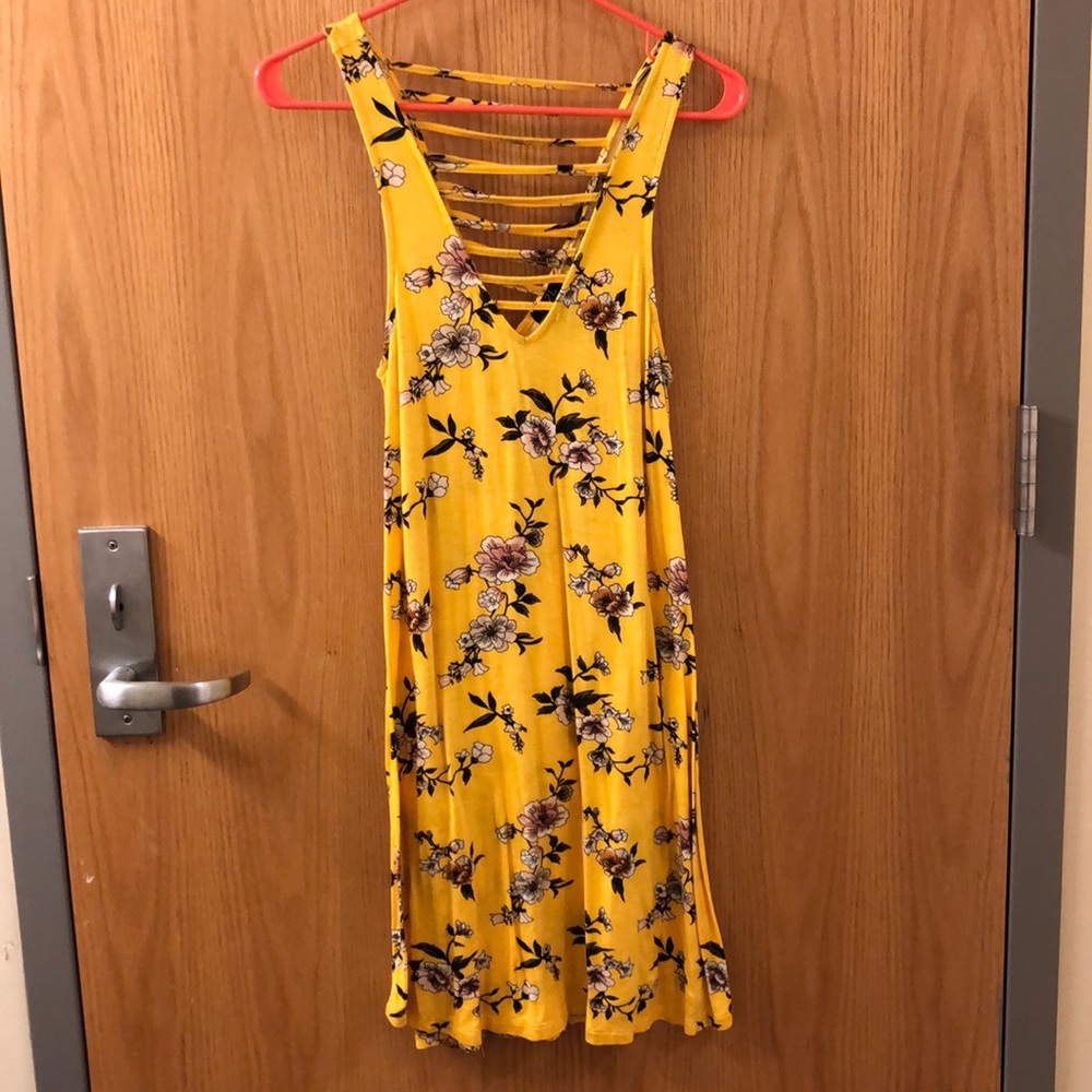 Yellow floral cage chest dress